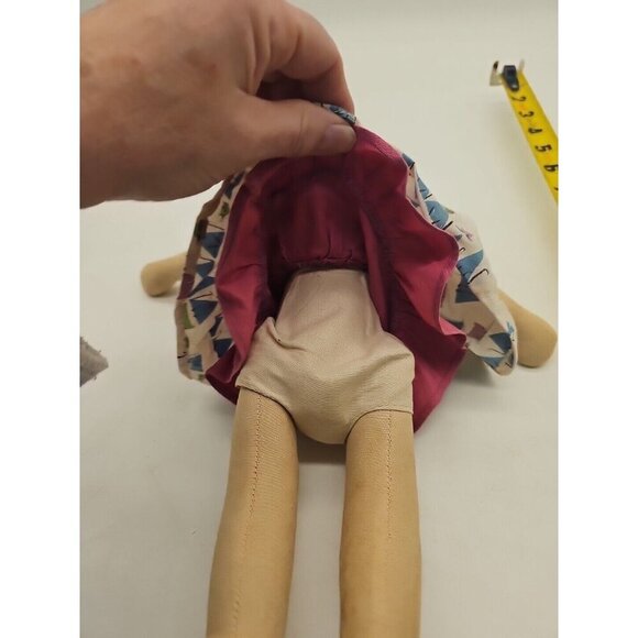 Vtg 1950s Cloth Sawdust Doll Celluloid Mask Hand Painted Face Jointed 13” Poland - Picture 8 of 9